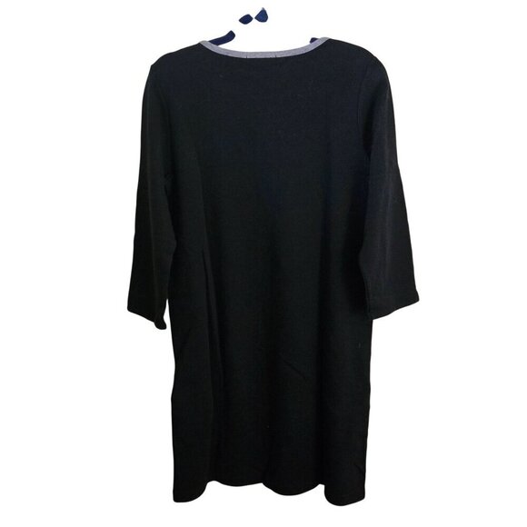 Ralph Lauren NWT Navy Gray Trim Logo Cotton Knit Sheath Dress Size L - Picture 2 of 5